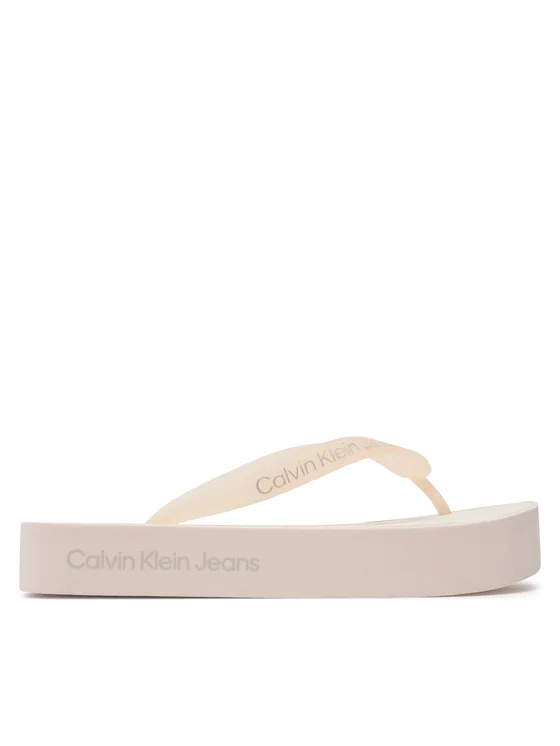 Calvin Klein Flatform Logo Thongs Damskie Japonki na platformie różowe YW0YW01092-TLL