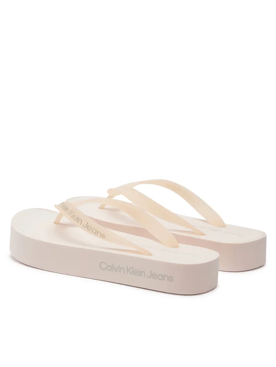 Calvin Klein Flatform Logo Thongs Damskie Japonki na platformie różowe YW0YW01092-TLL