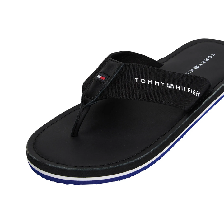 Tommy Hilfiger Logo Canvas Strap Thongs  Black Czarne Japonski Męskie FM0FM05442-BDS