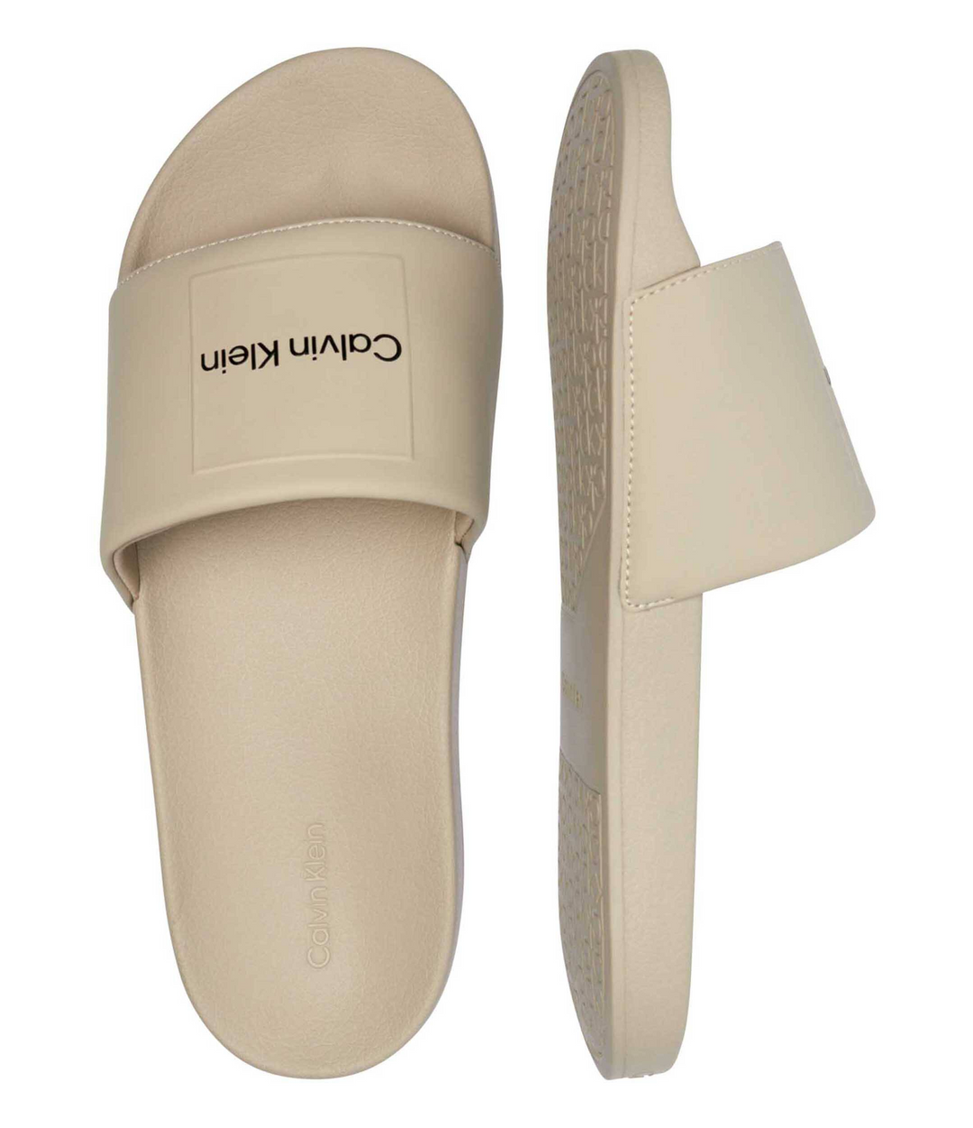 Calvin Klein Square Logo Slides Kremowe Klapki Męskie HM0HM01754-PEA