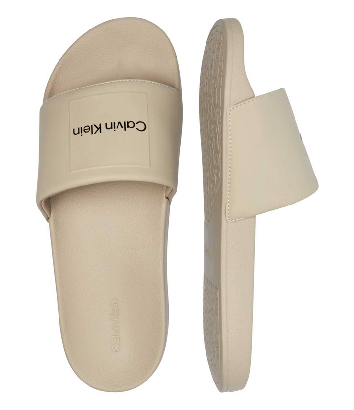 Calvin Klein Square Logo Slides Kremowe Klapki Męskie HM0HM01754-PEA