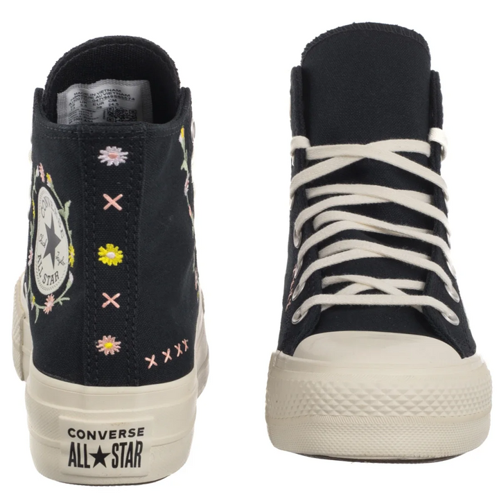 Converse Chuck Taylor All Star High "Embroidered Flowers" Czarne Trampki Damskie Sportowe Sneakersy A15007C