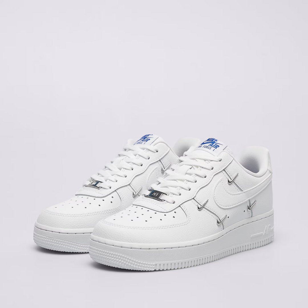 Nike Air Force 1 Low '07 LV8 "White Silver Mini Swoosh" Białe Damskie Buty Sportowe Sneakersy CT1990-100
