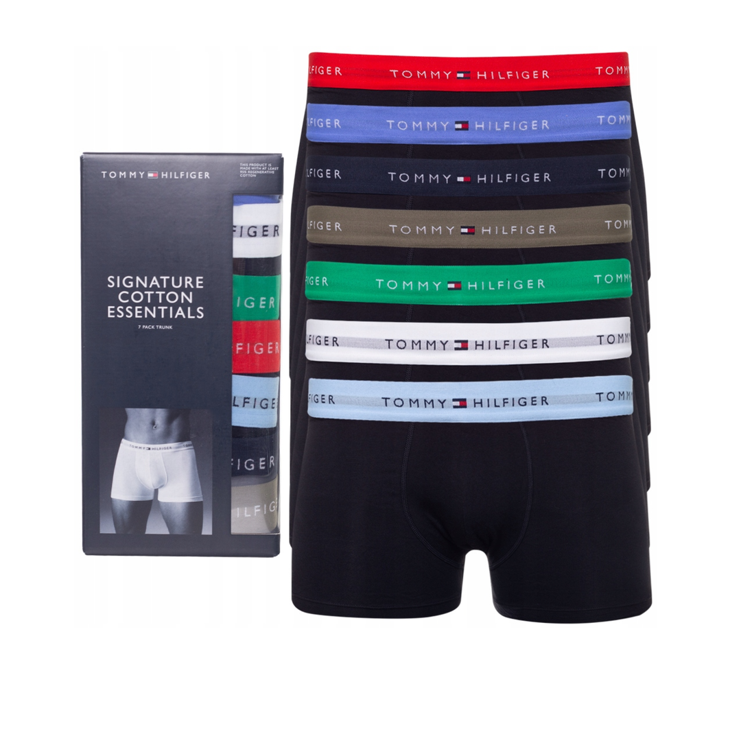 Tommy Hilfiger Repeat Logo Trunk Boxershorts Czarne Bokserki (7-pack) UM0UM03385-0WU