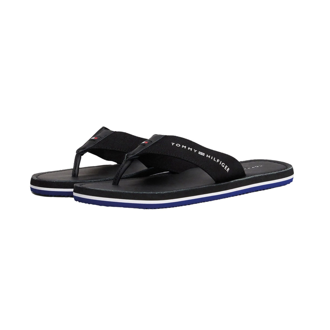 Tommy Hilfiger Logo Canvas Strap Thongs  Black Czarne Japonski Męskie FM0FM05442-BDS