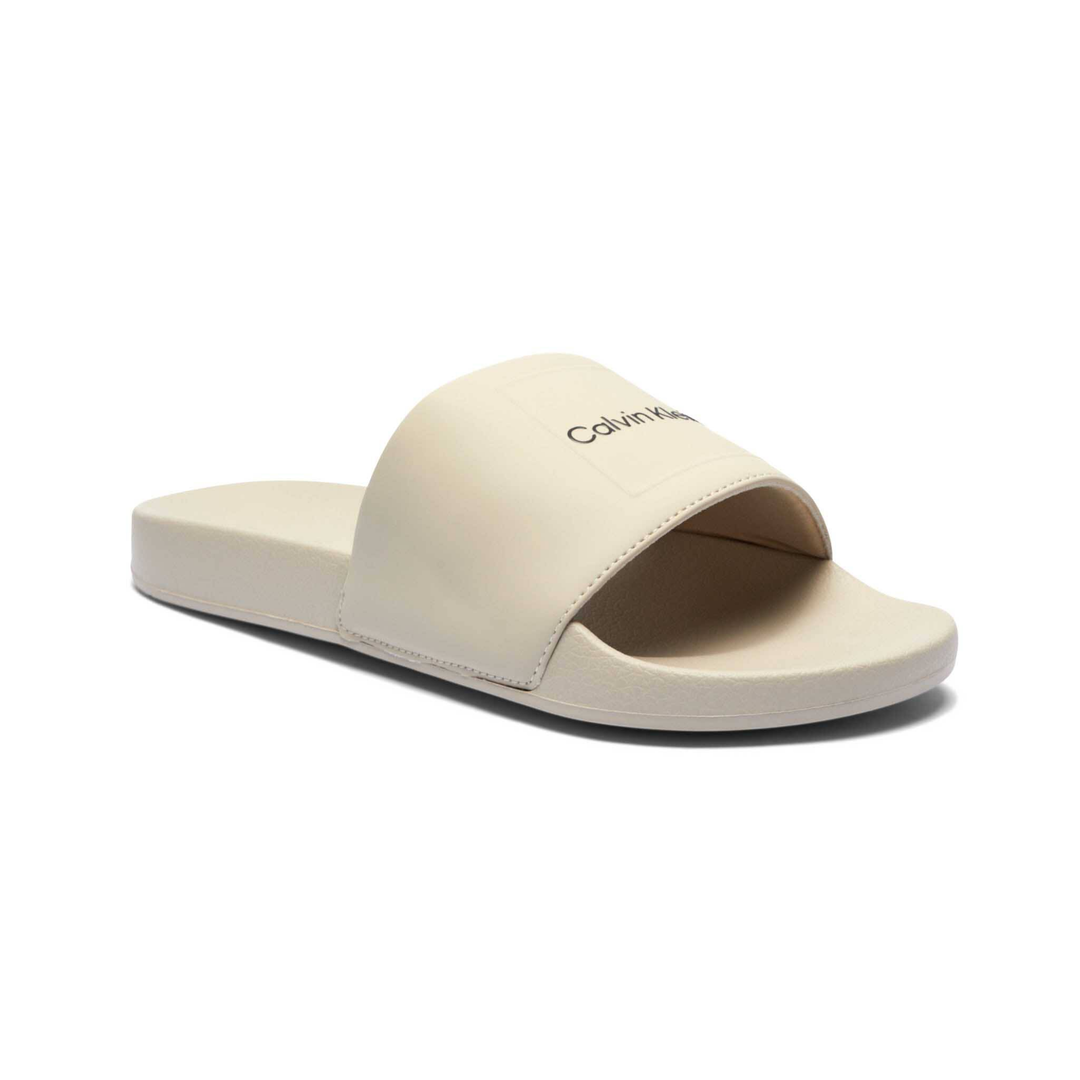 Calvin Klein Square Logo Slides Kremowe Klapki Męskie HM0HM01754-PEA