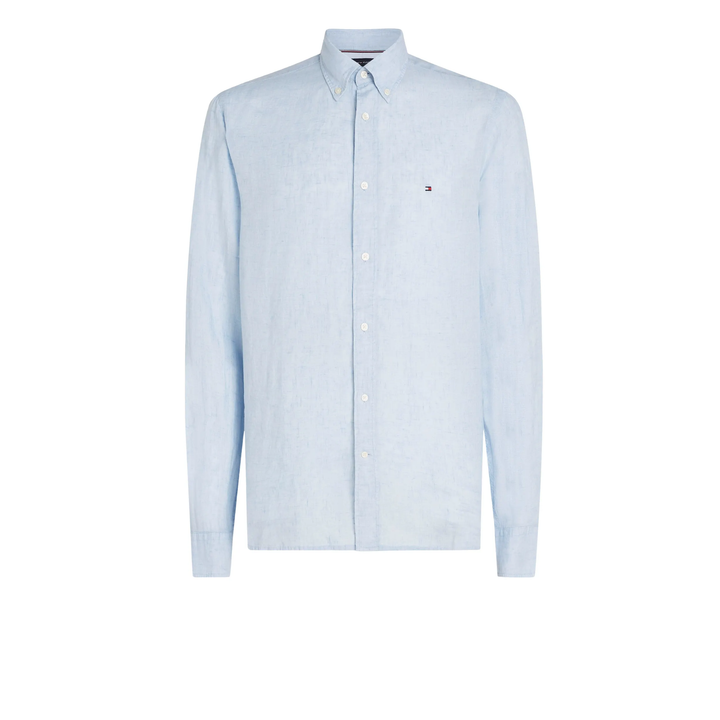 Tommy Hilfiger Regular Fit Lniana Męska Koszula Niebieska MW0MW34602-C1O